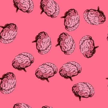 Pattern memory brain sketch hand drawn Ilustración de archivo