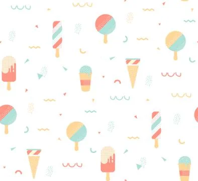 Pattern Memphis Ice Cream Stock Illustration