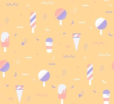 Pattern Memphis Ice Cream Stock Illustration