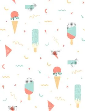 Pattern Memphis Ice Cream Stock Illustration