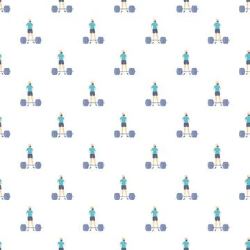 Pattern of men in activewear preparing to lift barbells Stock Illustration