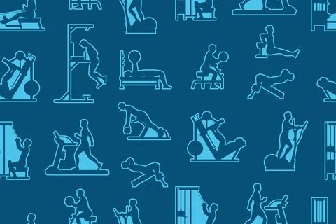 Pattern with men doing exercises Stock Illustration