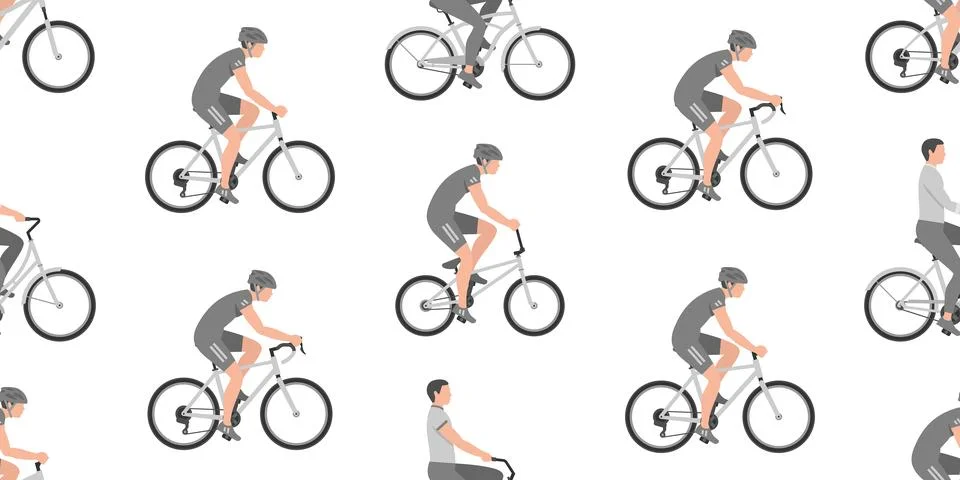 Pattern with Men riding bicycles Stock Illustration