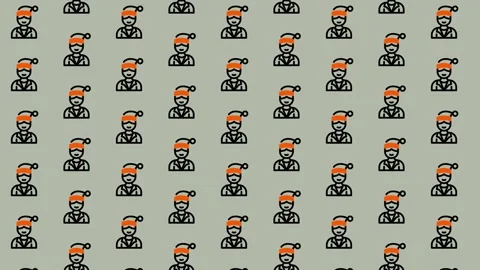 Pattern of Men Wearing Fez Hats on Gray Background. Stock Footage 325381231