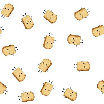 Pattern menu bread character cartoon vector Stock Illustration