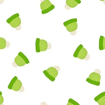 Pattern merino winter hat knit cartoon vector 库存插图