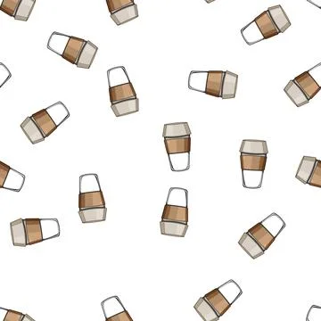 Pattern merlot coffee cup reusable cartoon vector 스톡 일러스트