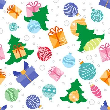 Pattern Merry Christmas Tree New Year Holiday Gift 库存插图