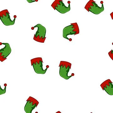 Pattern merry elf santa hat cartoon vector 스톡 일러스트