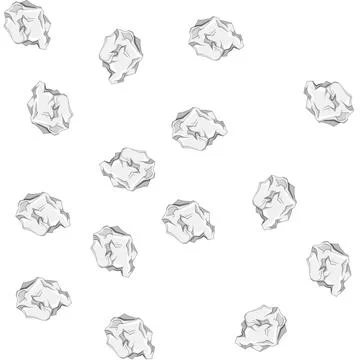 Pattern mess crumpled paper balls cartoon vector Stock Illustration