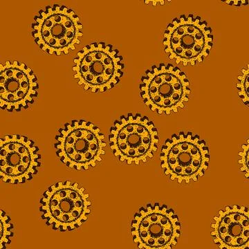 Pattern metal gears steampunk sketch hand drawn Stock Illustration