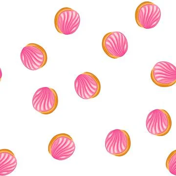 Pattern mexican concha sweet bread pink sugar Stockillustratie