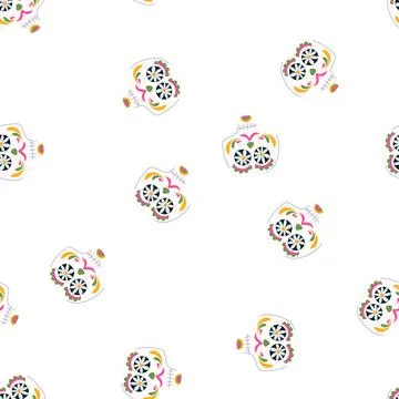 Pattern mexican dead day skull cartoon vector 스톡 일러스트