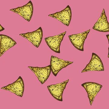 Pattern mexican nachos sketch hand drawn Stock Illustration