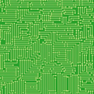 Pattern with a microcircuit on a green background. Stock Illustration