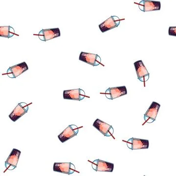 Pattern milk bubble tea cartoon vector Stock Illustration