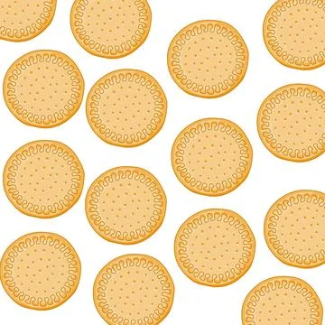 A pattern of milk butter biscuits on a white background.pastry pattern Иллюстрация