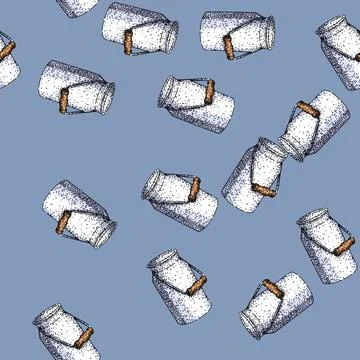 Pattern Milk can drawing symbolizing traditional farm and dairy products Stock Illustration