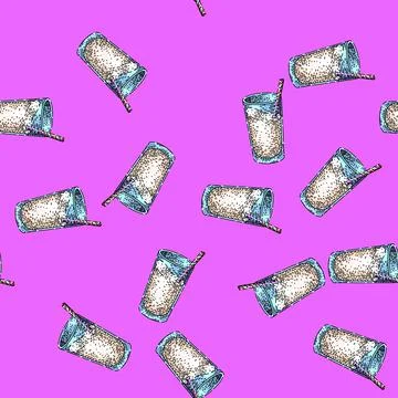 Pattern milk cup sketch hand drawn Stock Illustration