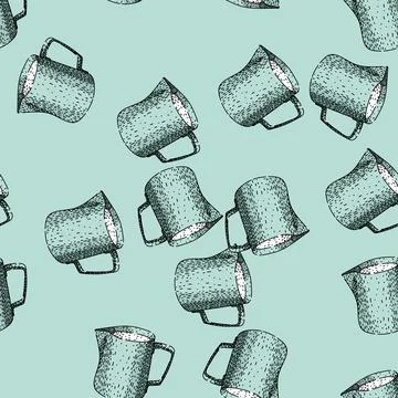 Pattern Milk jug drawing for coffee shop elements 스톡 일러스트