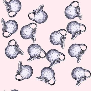Pattern Milk jug hand drawing sketch vintage style Stock Illustration