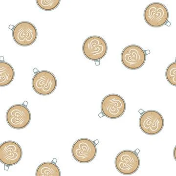 Pattern milk latte art coffee cartoon vector 스톡 일러스트