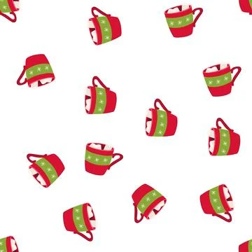 Pattern milk marshmallow cup cartoon vector 库存插图