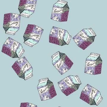 Pattern milk pack sketch hand drawn Stock Illustration