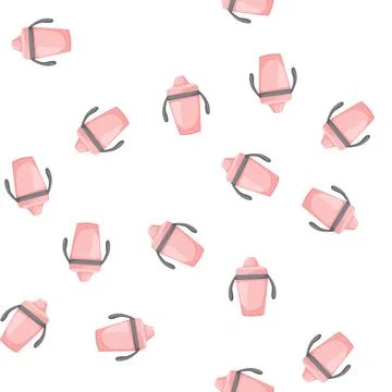 Pattern milk sippy cup cartoon vector Stock Illustration