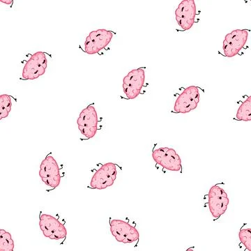 Pattern mind brain character cartoon vector Illustration