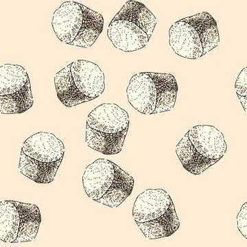 Pattern mini marshmallow candy sketch hand drawn Stock Illustration