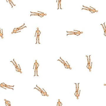 Pattern miniature wood man model cartoon vector Illustrazione stock