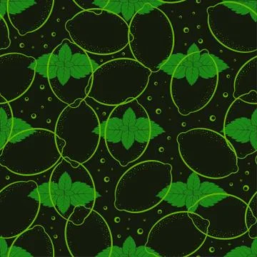 Pattern with mint and lemon Stock Illustration