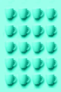 Pattern from mint cups over punchy background. Birthday party celebration, baby Stock Photos