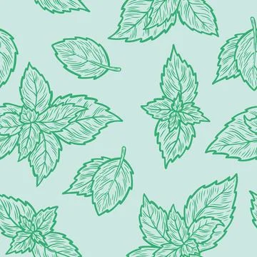 Pattern with mint leaves 스톡 일러스트