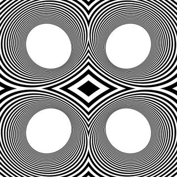 Pattern with mirrored ovals, ellipses, abstract repeatable black and white ba Illustrazione stock