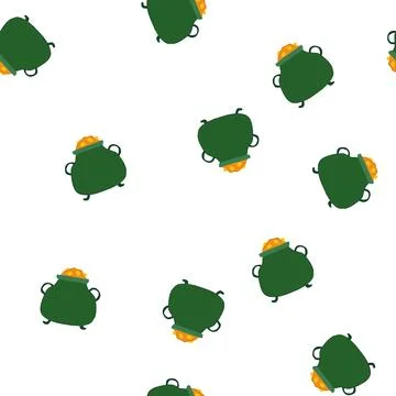 Pattern mischief leprechaun gold pot cartoon vector Stock Illustration