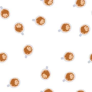 Pattern mocha coffee cup top cartoon vector Stock Illustration