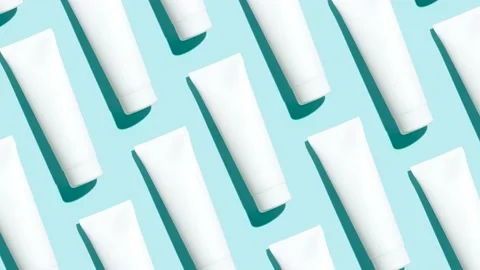 Pattern from mock up cosmetic or toothpaste tubes - Stop motion animation Stock Footage 195547307