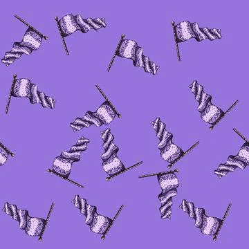 Pattern mockup flag waving sketch hand drawn 库存插图