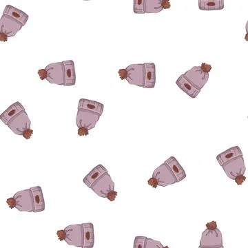 Pattern model winter hat woman cartoon vector 스톡 일러스트