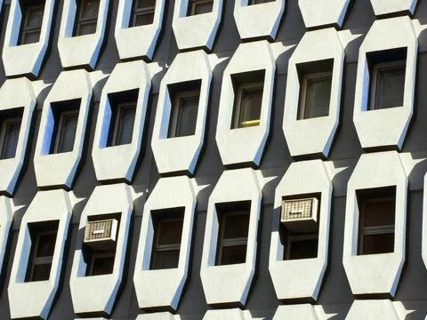 Pattern in modern building at Nariman Point ; Bombay now Mumbai ; Maharash... Stock Photos