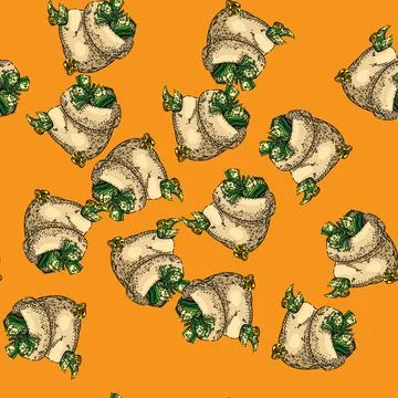 Pattern money bag sketch hand drawn Stock Illustration