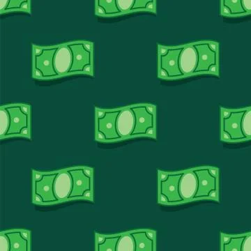 Pattern money bank notes on green background. Seamless pattern green money bills 스톡 일러스트