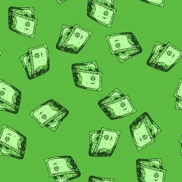 Pattern money dollar bill sketch hand drawn Stock Illustration