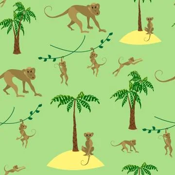 Pattern with monkeys. 스톡 일러스트