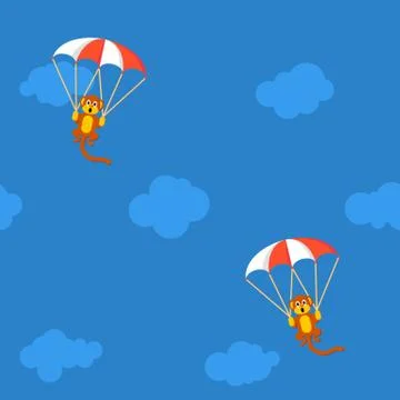 Pattern of monkeys with parachute Illustrazione stock