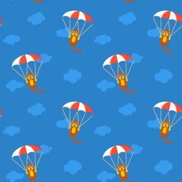 Pattern of monkeys with parachute Stockillustratie
