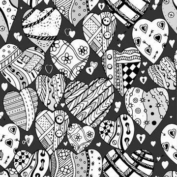 Pattern of monochrome hearts Stock Illustration