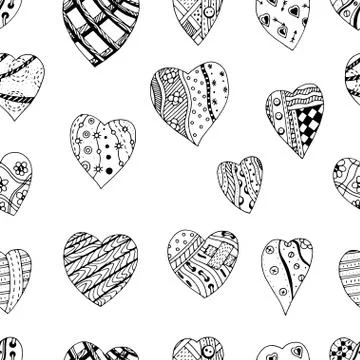 Pattern of monochrome hearts Stock Illustration
